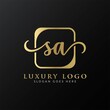 Initial SA letter Logo Design vector Template. Abstract Luxury Letter SA logo Design