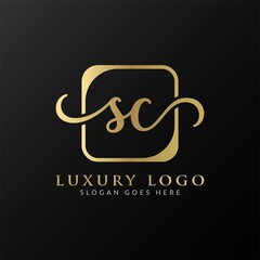 Initial SC letter Logo Design vector Template. Abstract Luxury Letter SC logo Design