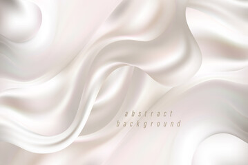 Wall Mural - White satin, silky fabric textile drape background Wavy abstract background
