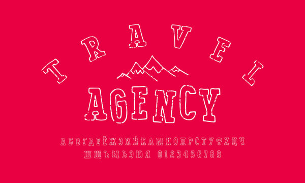 Hollow serif font in the style of handmade graphic