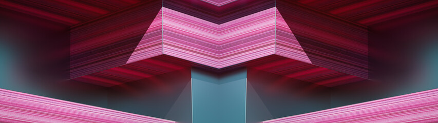 Fototapete - Geometric shapes, big angular architectural figures colorful cubes, blocks structure, 3d rendering