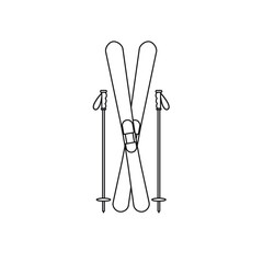 Poster - Vector flat crossed ski isolated on white background