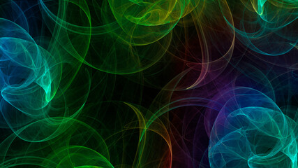 Wall Mural - abstract neon fractal pattern in the form of smoke on a dark background and is suitable for use in p