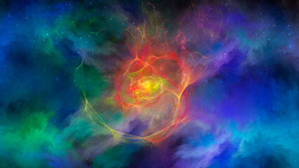 Wall Mural - abstract multicolored fractal background in the form of clouds and lightning. suitable for use in im