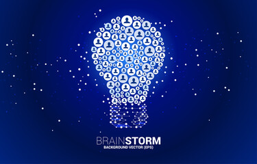 Wall Mural - Vector light bulb from people icon. Concept of business idea and brainstorm.