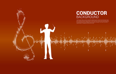 Canvas Print - Vector conductor with Music and sound technology concept .equalizer wave as music note