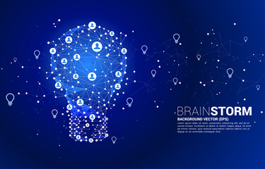 Poster - Vector light bulb from Wireframe polygonal lines Connect dot Geometric with people icon. Concept of business idea and brainstorm.