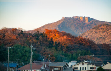 Wall Mural -  兵庫県・秋の紅葉の高御座山遠景