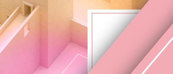 Poster - Abstract background folding Architecture Origami Paper Art Competition Concept Modern on Red background.website background, banner, poster,Card - 3d rendering