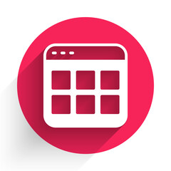 Aufkleber - White Browser files icon isolated with long shadow background. Red circle button. Vector.