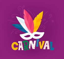 Poster - Carnival party vector banner with mask
