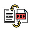convert pdf file to word pad color icon vector. convert pdf file to word pad sign. isolated symbol illustration