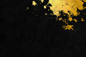 Wall Mural - Japanese-style background material with a golden pattern on black Japanese paper