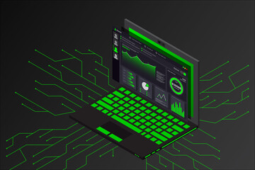 Poster - Web development concept. Web design and development vector isometric illustrations. Creative vector illustration. Web site landing page layout or banner template