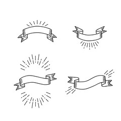 Wall Mural - Vector hand drawn ribbon frame illustration set