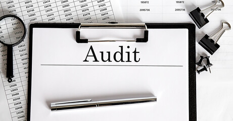 Poster - AUDIT management written on the paper with office tools