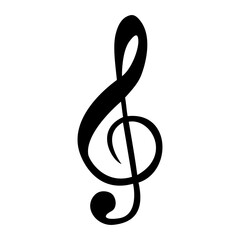 Treble clef. Vector illustration, isolated on a white background.