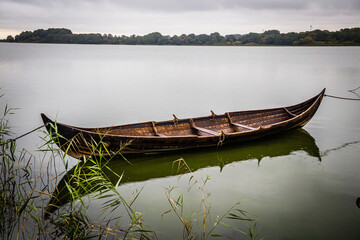 Wall Mural - Rebuilt viking boats at the Schlei estuary in Schleswig-Holstein, Germany