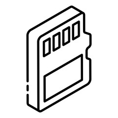 
Subscriber identification module icon in glyph isometric style, network data card 
