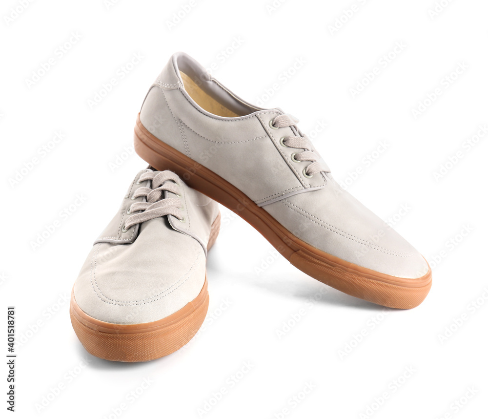 Casual male shoes on white background