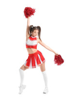 Beautiful Young Cheerleader On White Background