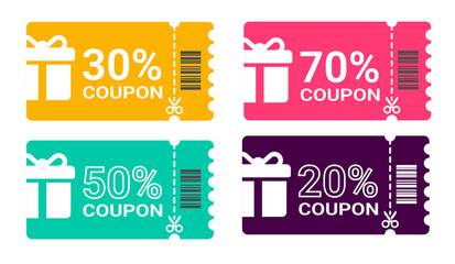 Coupon ticket card element template for graphics design. Vector illustration