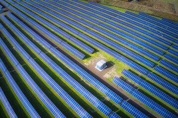 Wall Mural - Large solar power plant on a picturesque green field in Ukraine