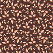 Seamless warm autumn pattern with leaves on brown background
