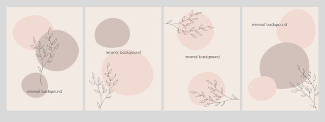 set of vector abstract backgrounds templates in minimal style with flowers.