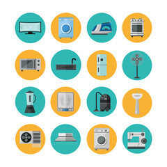 Wall Mural - bundle of sixteen appliances set flat style icons