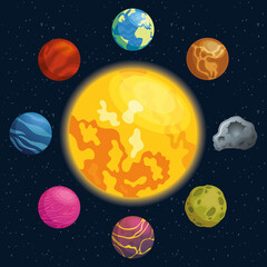 Sticker - planets around of sun space icons