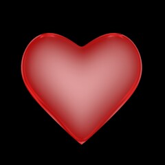 Poster - Red 3d heart on a black background. An image on the theme of romance.