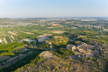 Wall Mural - Aspendos ancient city ruins. Belkiz, Antalya, Turkey. Aerial view