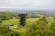 Drone Photo Of Mother Theresa (Terez Anya) Lookout Tower In An Autumn Afternoon In Zalakoveskut, Hungary