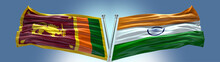 Double Flag India Vs Sri Lanka Flag Waving Flag With Texture Background