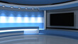 © vachom - TV studio. Argentina. Argentine flag. News studio. Loop animation. Background for any green screen or chroma key video production. 3d render. 3d