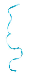 Wall Mural - blue ribbon curl isolated on white background. blue bright bow and curl from silk ribbon isolated on