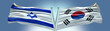 Double Flag South Korea vs Israel flag waving flag with texture background