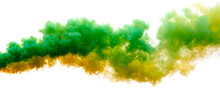 Green And Yellow Smoke Isolated On A White