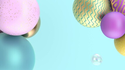 Poster - Abstract holidays background with geometric balloons. 3d render.
