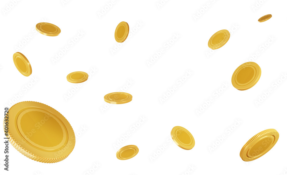 Gold coins floating in the air 3D rendering Stock Illustration | Adobe ...