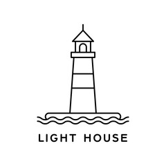 Wall Mural - lighthouse line art style logo design. simple vector design outline lighthouse isolated on white background