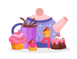 Sticker - Teapot Sweets Flat Composition