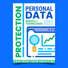 Canvas Print - Personal Data Protection Promotion Banner Vector. Privacy Data Protect Technologies Advertising Poster. Cyber Security And Safe Private Information Concept Template Style Color Illustration