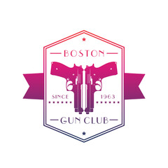 Wall Mural - Gun club emblem with pistols on white