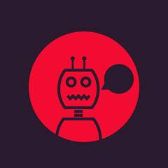 Poster - robot icon in linear style