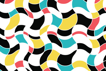 Wall Mural - abstract background pattern made with colorful, curvy geometric shapes. modern, simple and playful v