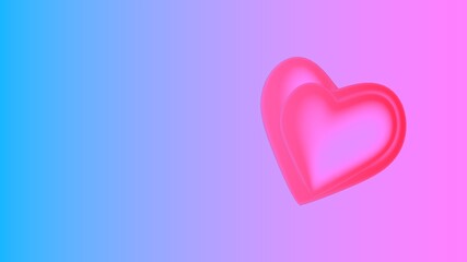 Poster - Pink 3d hearts on a blue pink background. Graphic illustration. Valentine's Day.