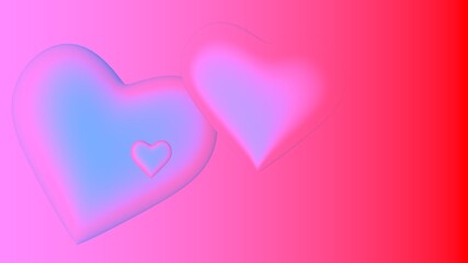 Poster - Pink-blue 3d hearts on a pink background. Graphic illustration. Valentine's Day.