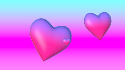 Poster - 3d heart on a gradient background. Render. Valentine's Day.
